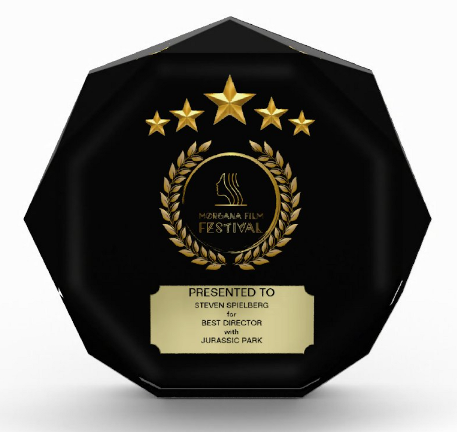 Black Acrylic octagon award with TAG