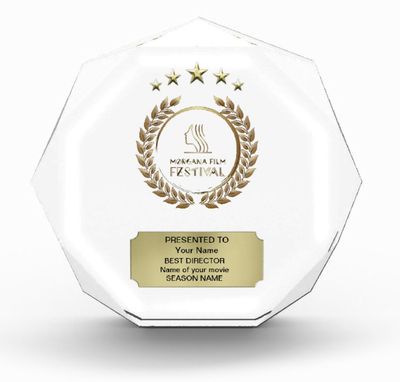 Clear Acrylic octagon award with TAG