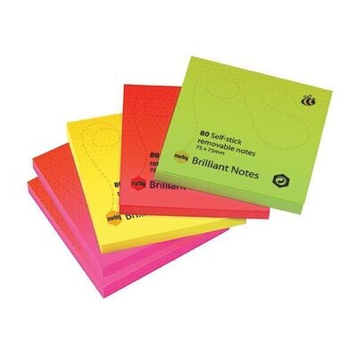 MARBIG sticky notes 75x75mm assorted 5-pack