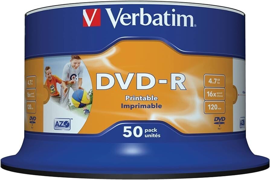 VERBATIM DVD SPINDLE 4.7GB DVD+R PACK OF 50 16X