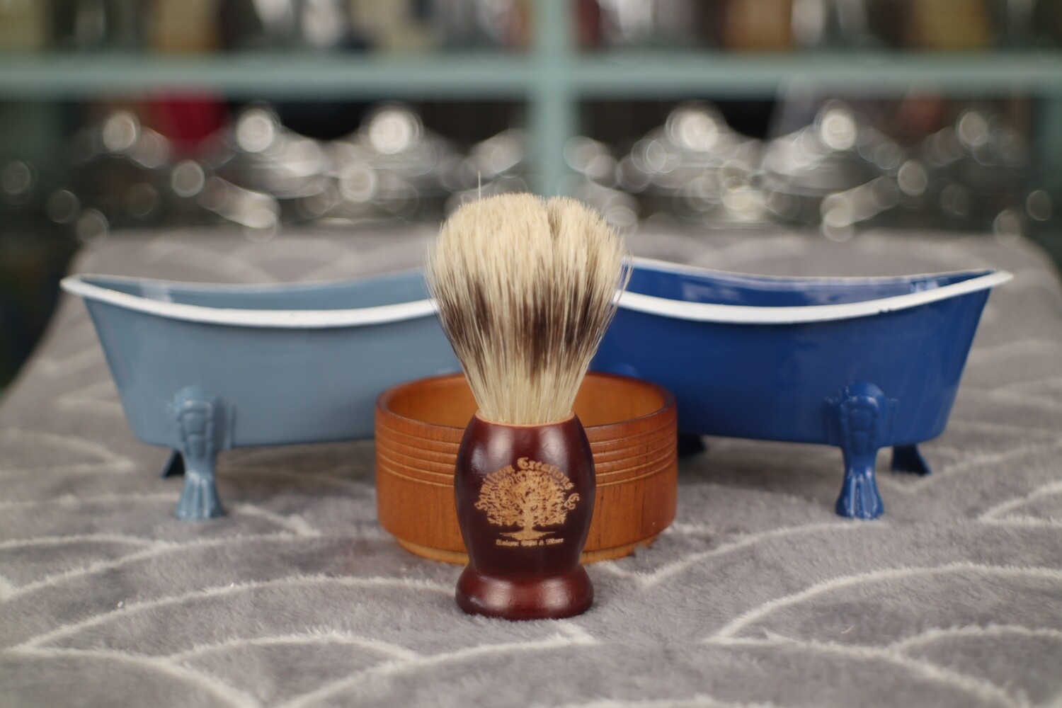 Handmade Boar Hair Shaving Brush set in Red Sandalwood