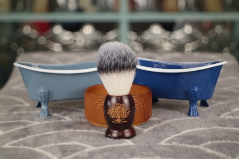 Handmade Nylon Shaving Brush set in Red Sandalwood