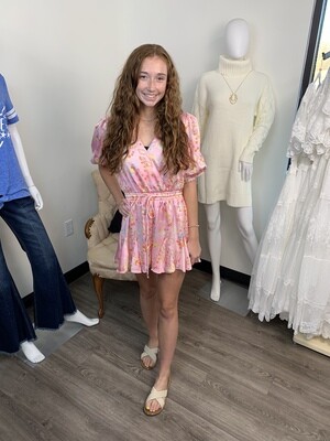 Satin Floral Print Romper