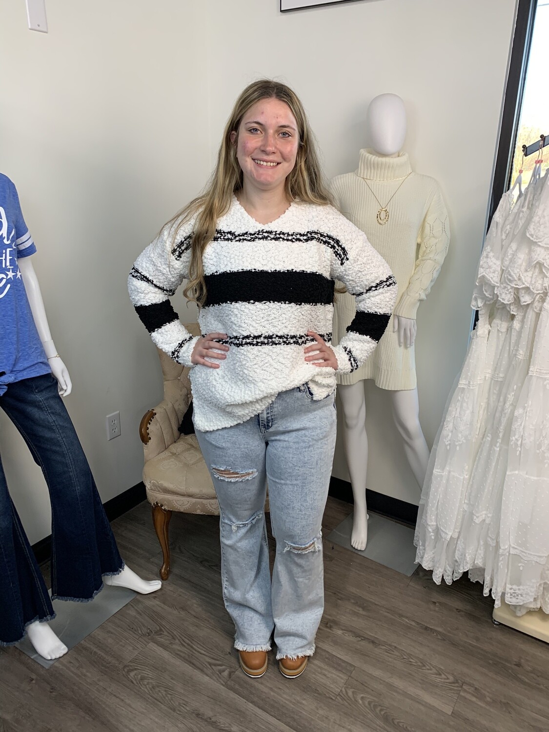 Black &amp; White Striped Sweater