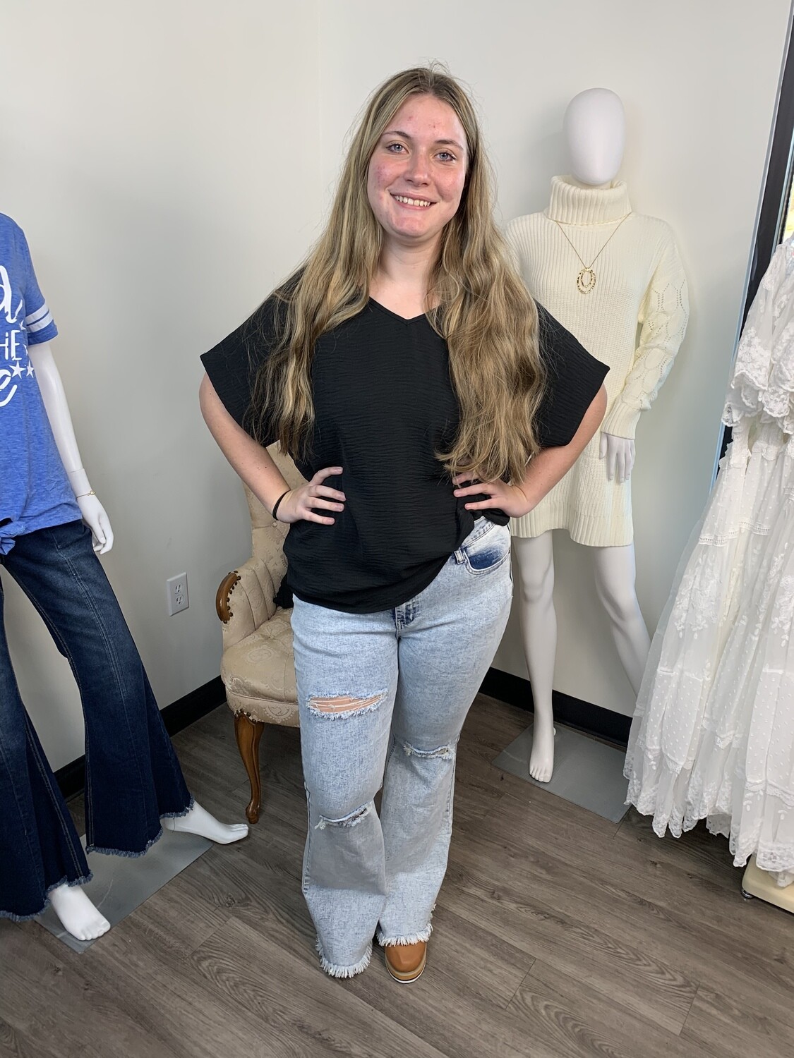 Black V-Neck Top