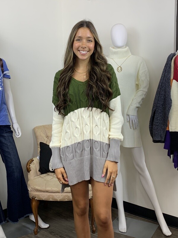 Tri-color Sweater Dress