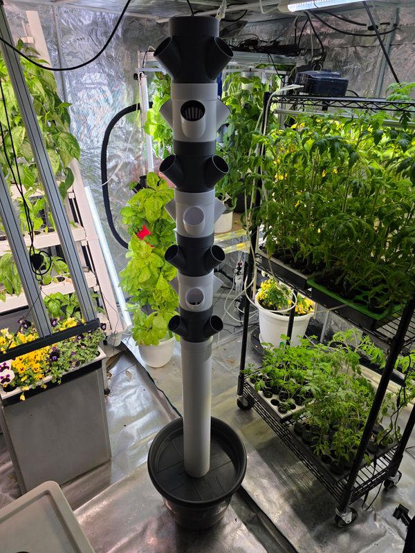 3D-HydroBalkonien – Für Balkone mit 1m Brüstung: Höhe ca. 1,70m | Pflanzturm mit 21 Pflanzstationen, ⌀40 cm Behälter!