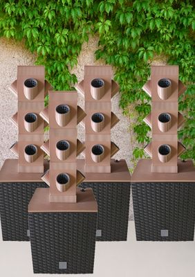 ⭐Pakete | Kr&auml;uterturm Quadrato Trio | Set 3+1 | 9 Liter Tank | 36 Pflanzen