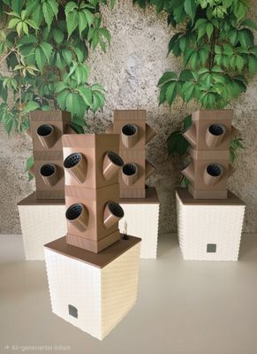 ⭐Pakete | Kr&auml;uterturm Quadrato Duo | Set 3+1 | 6 Liter Tank | 24 Pflanzen
