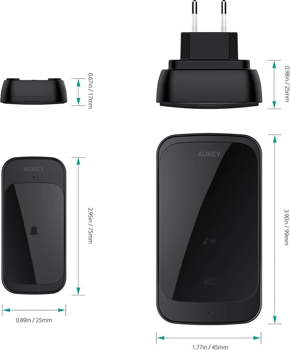 AUKEY WD-TD01 - Draadloze deurbel met 36 melodieën - Zwart