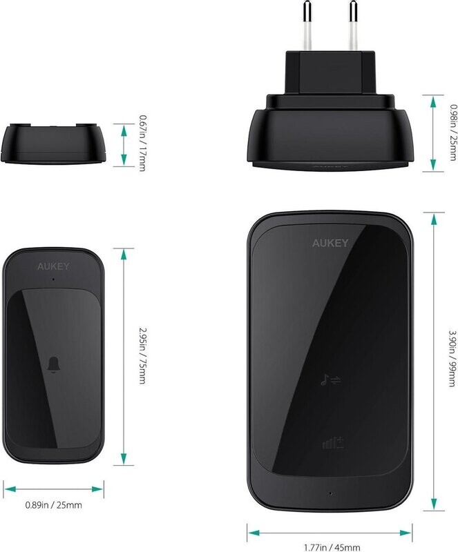 AUKEY WD-TD01 - Draadloze deurbel met 36 melodieën - Zwart