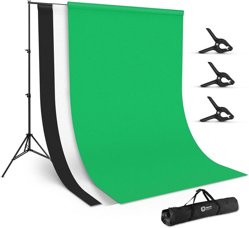 Ombar LN-B002 -  achtergronddraagsysteem - 2 x 3 m - Professioneel achtergrondsysteem - wit, zwart, groen