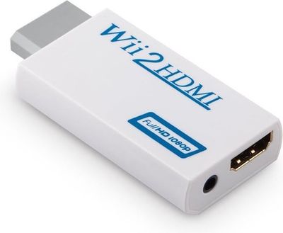 Wii naar HDMI Converter – Witte HD-adapter- ondersteunt 720p/1080p-met 3,5 mm audiopoort