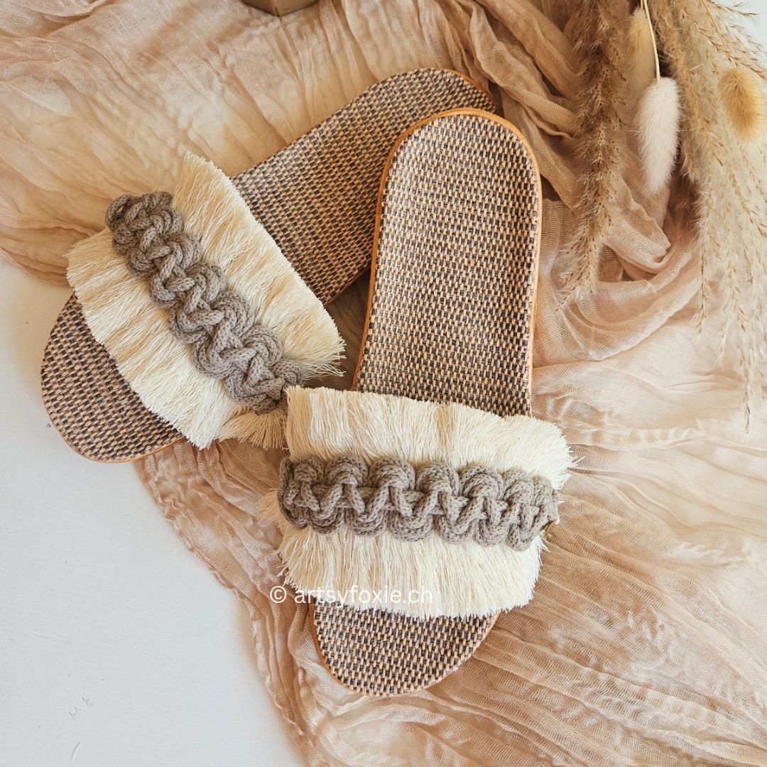 Makramee Slippers | Iced Mocha