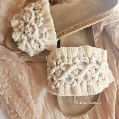 Makramee Slippers Korksohle | Deine Wunschfarbe