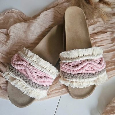 Makramee Slippers Korksohle | 3 Wunschfarben