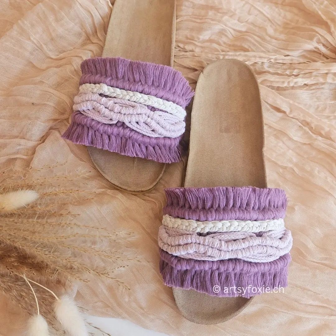 Makramee Slippers Korksohle | 3 Wunschfarben