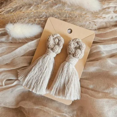Gold/Nude TASSEL Ohrringe – exklusives Einzelstück, Boho-Stil