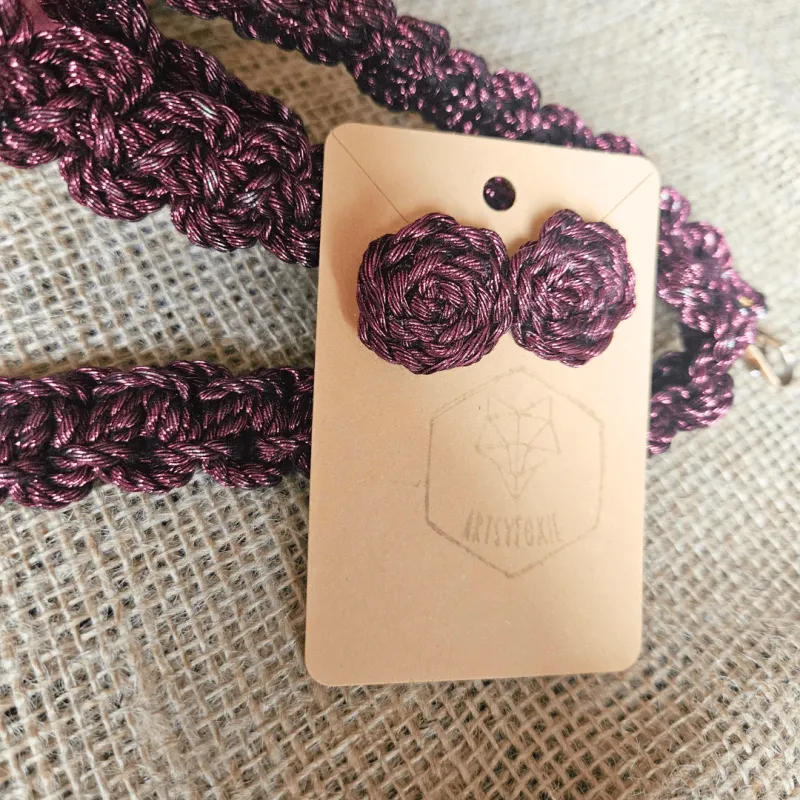 Burgundy Ohrringe aus metallischem Garn, limitierte rote Festive Earrings für Weihnachten, festliche Events &amp; Geschenkidee