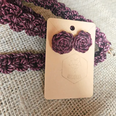 Burgundy Ohrringe aus metallischem Garn, limitierte rote Festive Earrings für Weihnachten, festliche Events &amp; Geschenkidee