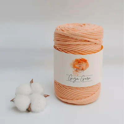Giza Garn | 150 m | apricot | aprikose 5 mm geflochten Luxus Giza Garn kaufen Schweiz aprikose orange