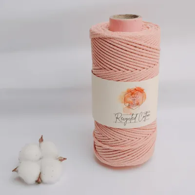 Recycelte Baumwolle Makramee Häkelgarn rosa peony