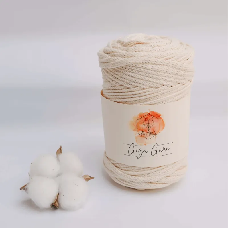 Giza Garn | 150 m | crème | off white 5 mm geflochten Giza Makramee Häkelgarn 5mm in Off White Crème – kaufen in der Schweiz