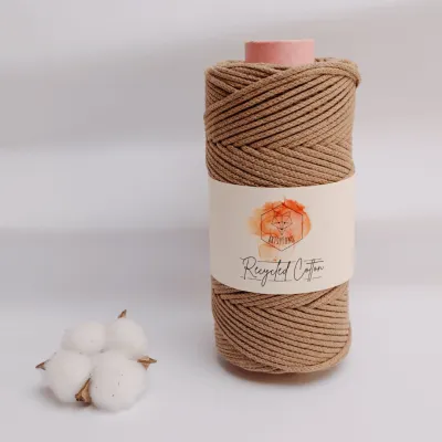 Recyceltes Baumwollgarn | 94 m | 3 mm mocha Geflochtenes Recycling-Garn Schweiz kaufen in Mocha für Makramee-Deko oder Häkelarbeiten