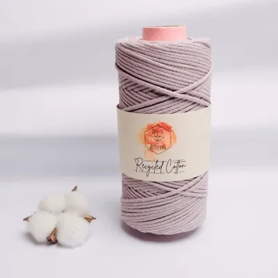 Recyceltes Baumwollgarn | 94 m | 3 mm lilac | flieder Makramee Garn Häkelgarn kaufen Schweiz lila flieder