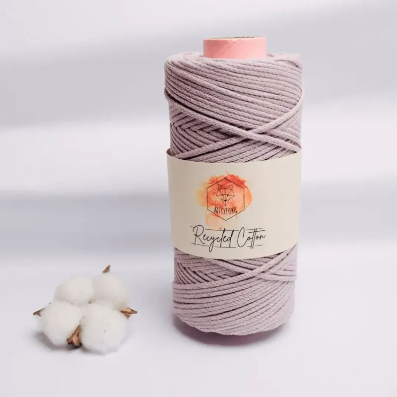 Recyceltes Baumwollgarn | 94 m | 3 mm lilac | flieder Makramee Garn Häkelgarn kaufen Schweiz lila flieder