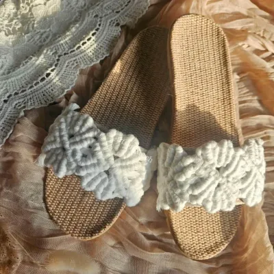 Makramee Slippers | Ariadne Ariadne Makramee Slippers ohne Fransen – feines Spitzenmuster, offene und elegante Sommerschuhe, handgefertigte Pantoletten