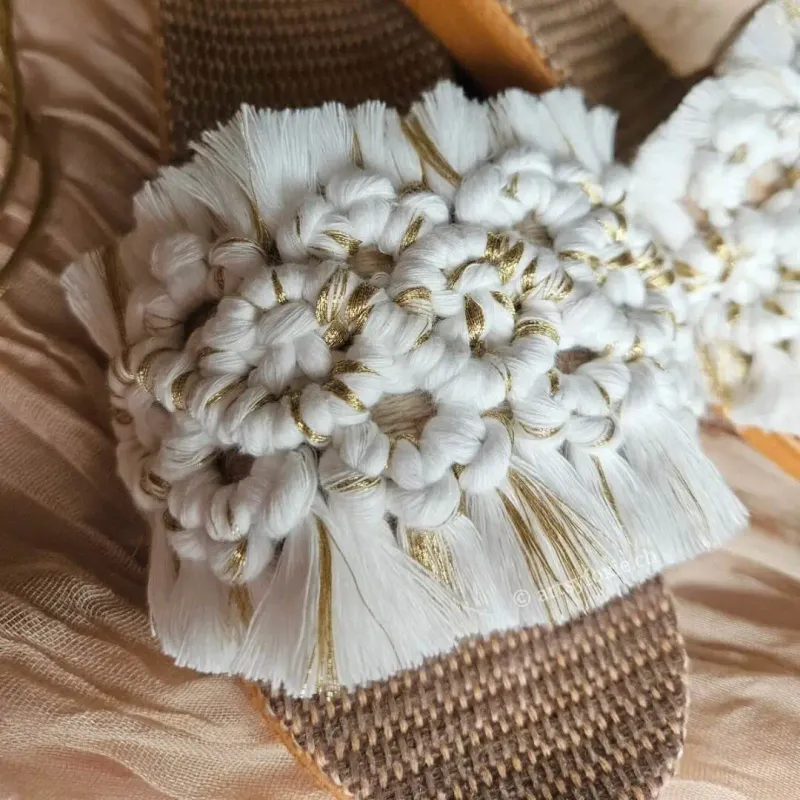 Handmade Boho Sandals für Frauen – flache Sommerschuhe aus Giza Luxus Baumwolle, eleganter Sommerlook