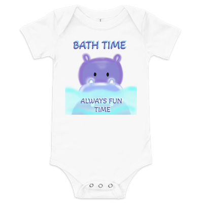 &quot;BATH TIME ALWAYS FUN TIME &quot; Baby white short sleeve  one piece