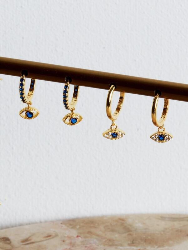 Minimal Evil Eye Earrings in Gold