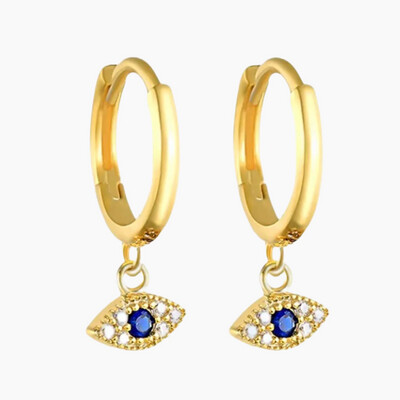 Minimal Evil Eye Earrings in Gold