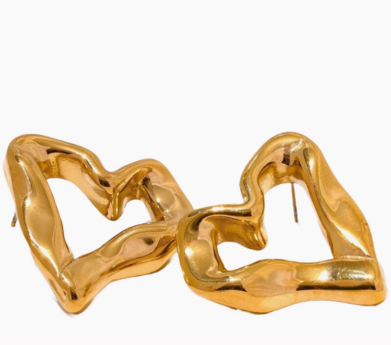 Crafted For Love Hammered Heart Studs