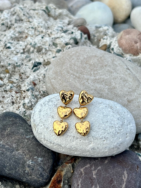 Triple Trouble Heart Earrings