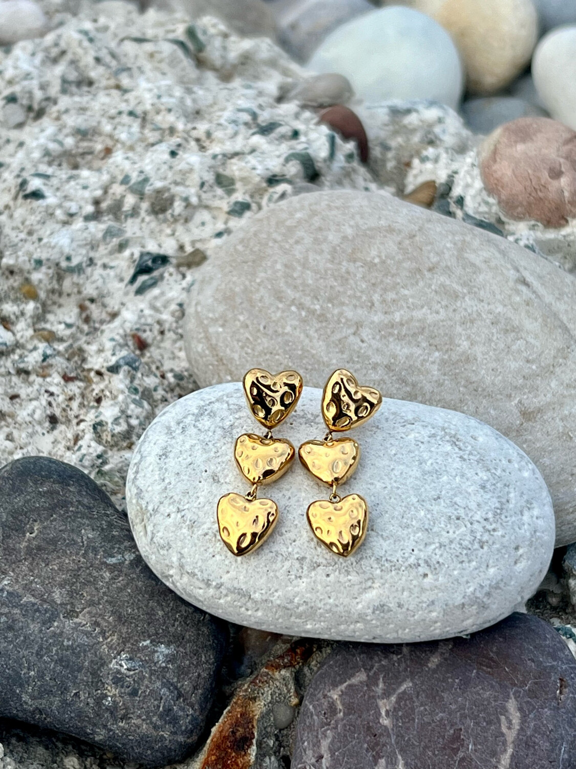 Triple Trouble Heart Earrings