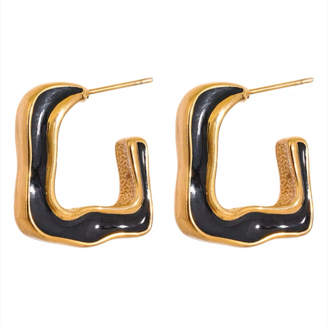Black Enamel Semi Hoop