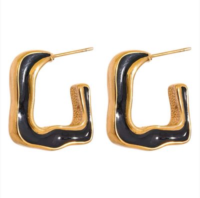 Black Enamel Semi Hoop