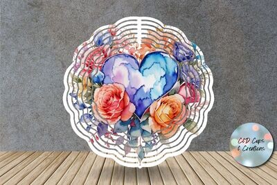 Watercolor Heart Wind Spinner