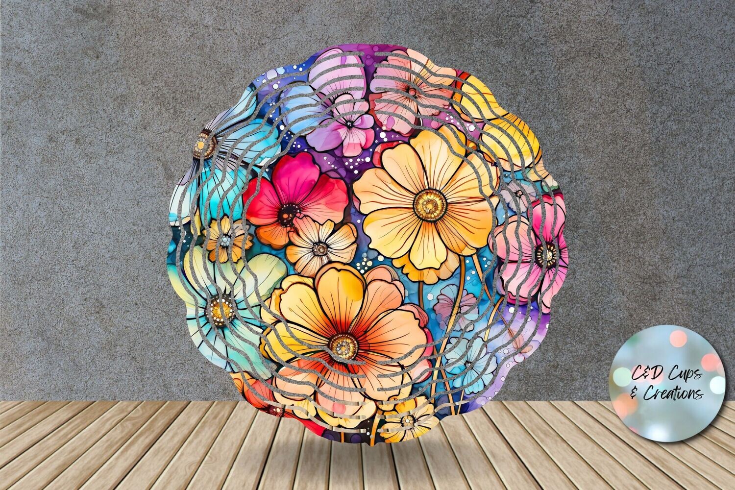 Watercolor Flowers Wind Spinner
