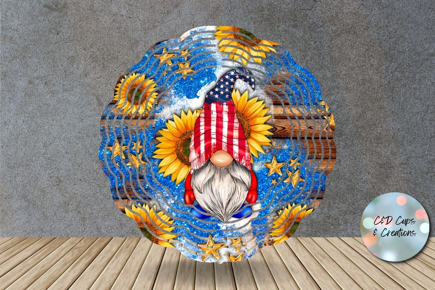 Patriotic Gnome Wind Spinner