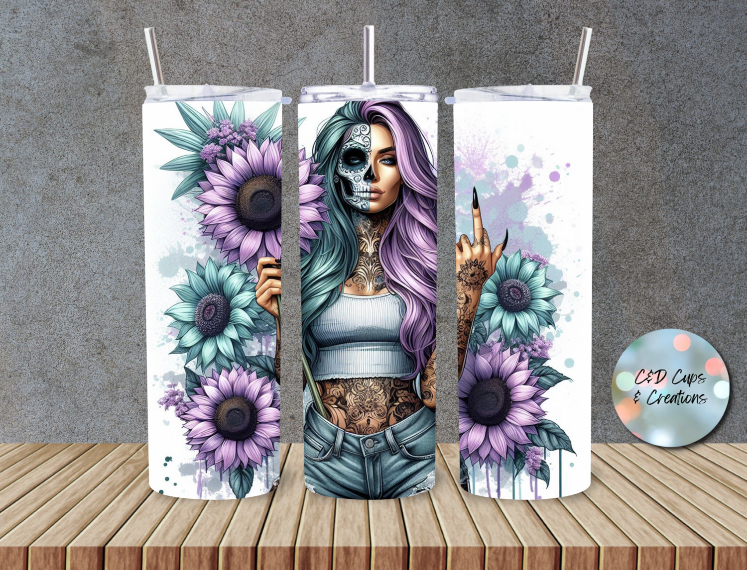 Skull Woman Flowers
