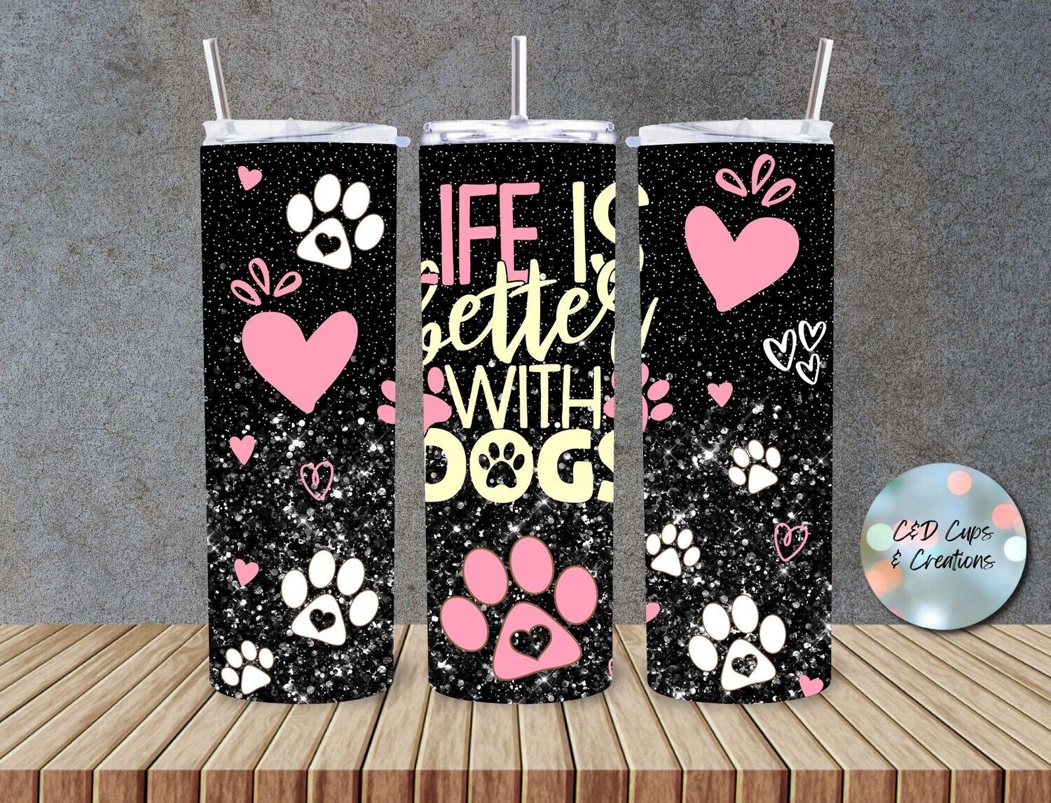 Life is Better with Dogs Black/Pink