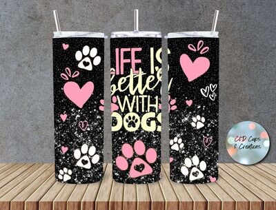 Life is Better with Dogs Black/Pink