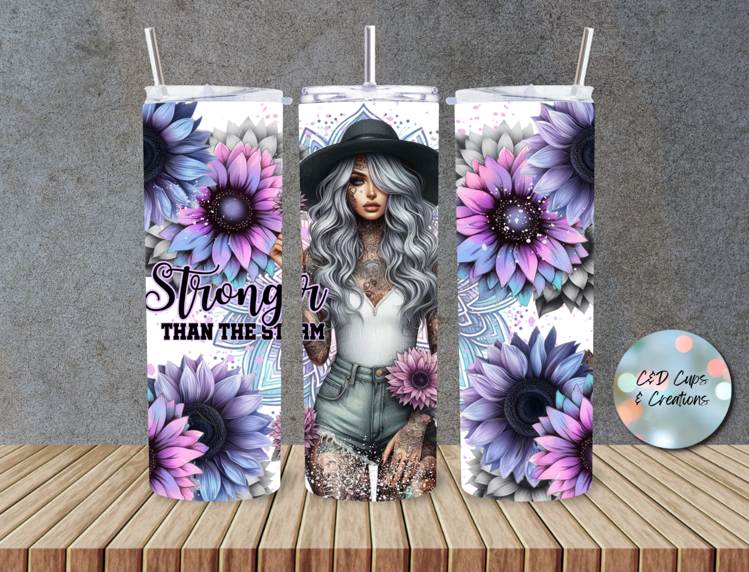 Stronger Than The Storm Flowers Tatoo Woman