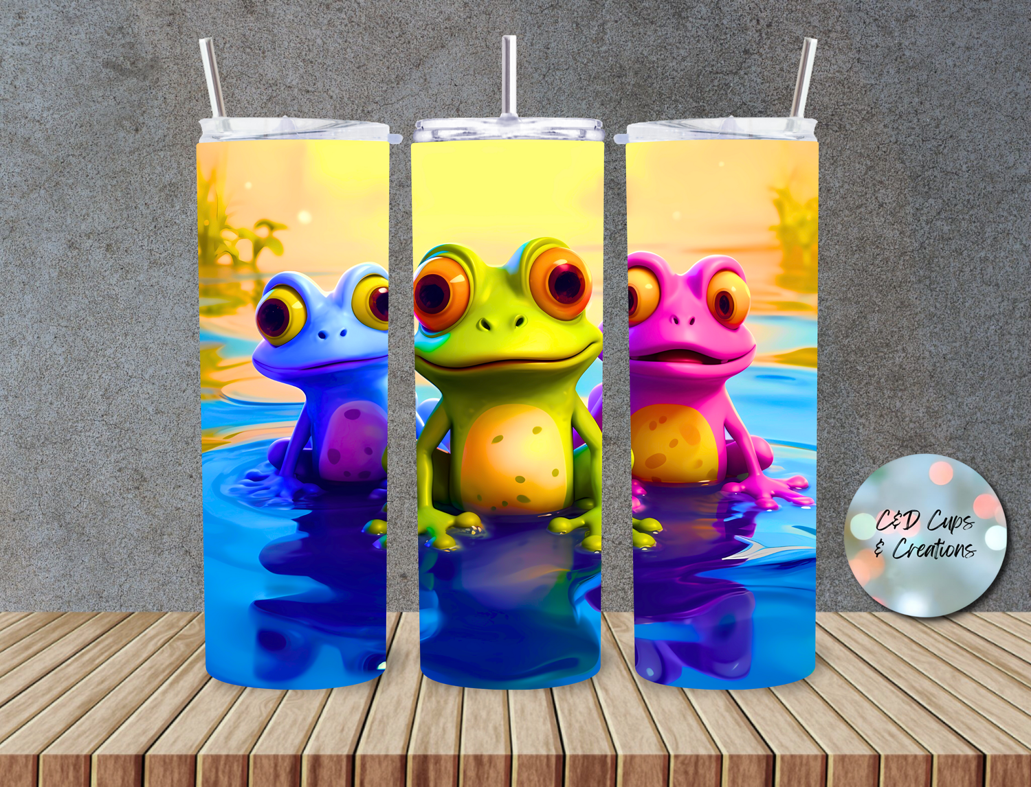 Blue Green Pink Frogs