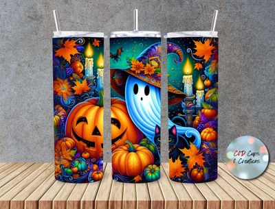 Halloween Happy Ghost with Hat Pumpkin