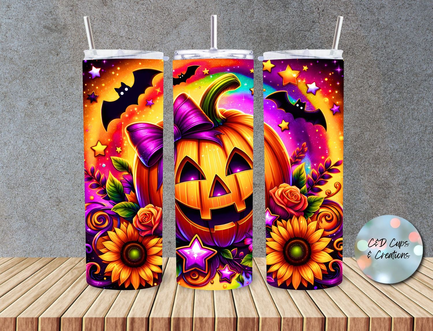 Happy Halloween Pumpkin Sunflowers